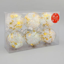 Ёлочные игрушки Льдинка - мишура, шары новогодние, d=8 см, набор 6 шт., прозрачный - Зимнее волшебство фото 6