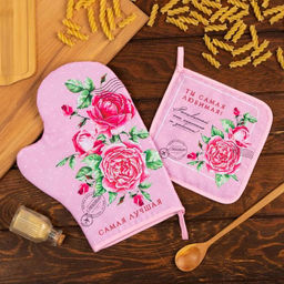 Набор кухонный Самая лучшая варежка-прихватка 20х28см, прихватка 17х17см