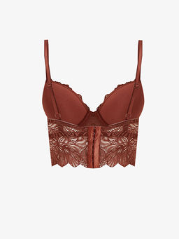 Balenli Dolgusuz Dantelli Bralet