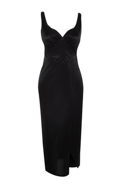 Siyah Drapeli Anvelop Orme Saten Elbise TPRSS24EL00054 - Trendyolmilla фото 7