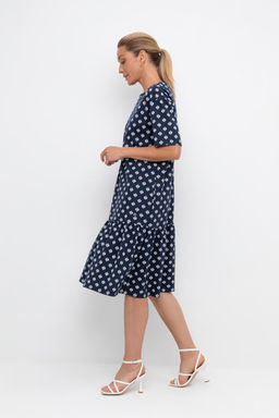 ЕВТ 5066/чернильный,мини цветы платье жен