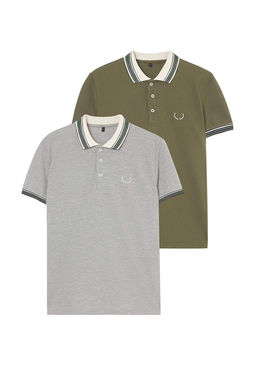 TRENDYOL MAN Lacivert-Beyaz 2li Paket Slim/Dar Kesim Geyik Nak?sl? %100 Pamuklu Polo Yaka T-Shirt TMNSS24PO00031 - Trendyolmilla фото 6