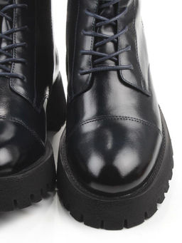 01-B2103B-10F INK BLUE Ботинки демисезонные женские (натуральная кожа, байка)