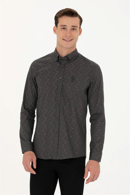 Мужская рубашка антрацитового цвета с длинным рукавом - U.s. polo assn фото 3