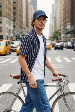 TRENDYOL MAN Lacivert Regular Fit K?sa Kollu Burumcuk Cizgili Salas Dokumlu Yazl?k Gomlek TMNSS25GO00014 - Trendyolmilla фото 18