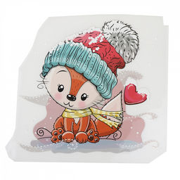 Термотрансфер арт.TBY.1248 Лисенок в шапке 16х16,6см, уп.10шт