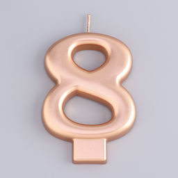 Цена за 3 шт. Свеча для торта «Европейская ГИГАНТ», цифра 8, 7 см, розовое золото