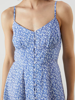 ?i?ekli Belden Oturtmal? Modal Kar???ml? Mini Elbise