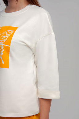 Арт. 10808  Пижама с брюками 44-52 (5 шт) Цвет:верх-молочный,низ-горчица