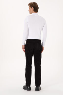 Erkek Koyu Siyah Regular Fit Kanvas / Chino Kadife Pantolon