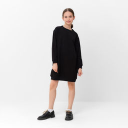 Платье для девочки чёрное прямое MINAKU: Casual Collection, рост 158 см
