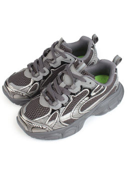 05-P247-1 BLACK/SILVER Кроссовки женские (искусственные материалы, сетка)