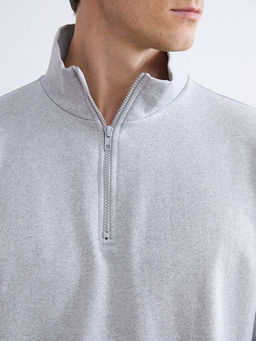 Fermuarl? Dik Yaka Uzun Kollu Erkek Sweatshirt