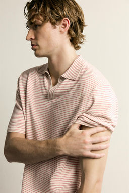 POLO PUNTO JACQUARD RAYAS / Blanco / Rojo - Zara фото 7