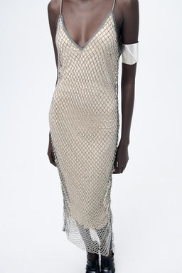 MIDI SLIP DRESS WITH RHINESTONES - Zara фото 2