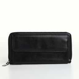Портмоне мужское на молнии, отдел для карт, монет, чёрное