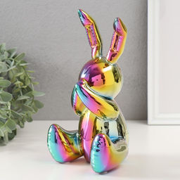 Фигурка керамика «Зайка спрятал носик», зелёный хамелеон, 11×12×22 см