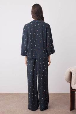 Cok Renkli Kurdele/Fiyonklu ve Cicekli Viskon Dokuma Pijama Tak?m? THMAW26PT00065 - Trendyolmilla фото 4