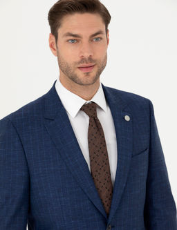 _ndigo Slim Fit _izgili Tak_m Elbise