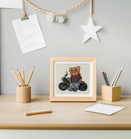 Klart набор для вышивания 8-563 Мишка байкер 15 х 14 см