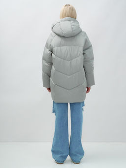 Куртка летучая мышь женская с капюшоном зимняя зеленого цвета 9617Z - Mtforce фото 5