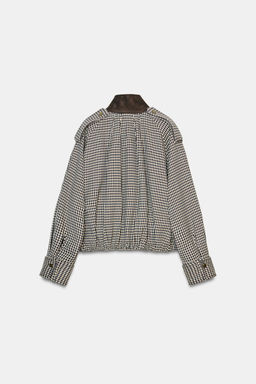 ZW COLLECTION CHECK BOMBER JACKET - Zara фото 7