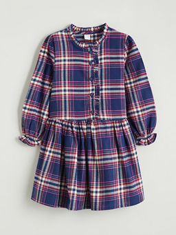 Bisiklet Yaka Ekose K?z ?ocuk Elbise