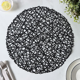 Салфетки сервировочные на стол Доляна «Паутинка», d=38 см, 4 шт., чёрные