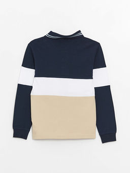 Polo Yaka Renk Bloklu Uzun Kollu Erkek ?ocuk Ti??rt - Waikiki фото 3