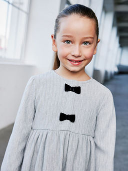 Bisiklet Yaka Uzun Kollu K?z ?ocuk Elbise