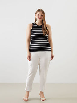 Bisiklet Yaka ?izgili Kad?n Atlet