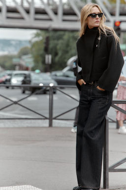 DOUBLE-BREASTED KNIT BOMBER JACKET