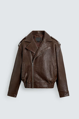 OVERSIZE LEATHER BIKER JACKET - Zara фото 8