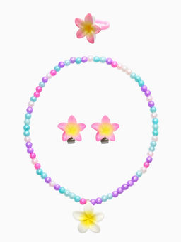 Набор детский "Выбражулька" 3 пред-а: бусы, браслет, кольцо б-р, цветок, цветной