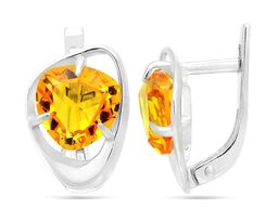Серьги из серебра цитрин кварц, СП78