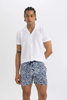 Короткие шорты для плавания на сетчатой подкладке с рисунком - Defacto фото 3