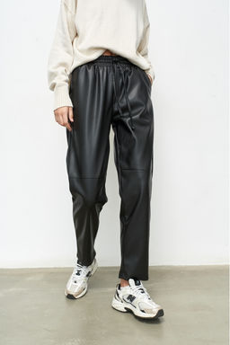 Джоггеры эко-кожа Black