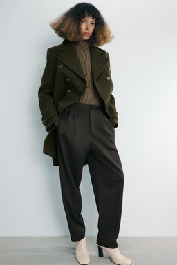 ASYMMETRIC WOOL BLEND COAT WITH BUTTONS ZW COLLECTION - Zara фото 4