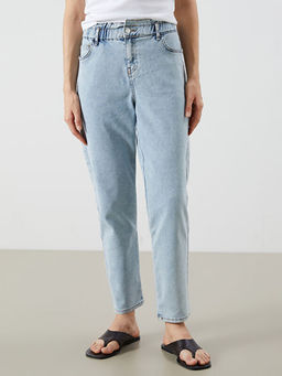 Beli Lastikli Slim Mom Kad?n Jean Pantolon