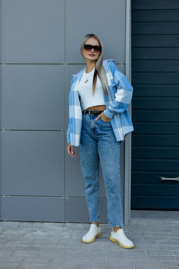 Рубашка женская в клетку с капюшоном РЖКК-01