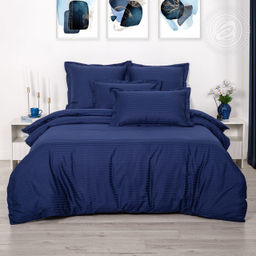 Постельное белье Индиго (полоса) (страйп-сатин) 1,5 сп./Пододеяльник: 1 шт. - 215*145; Простыня: 1 шт. - 215*150; Наволочка: 2 шт. - 70*70; Страйп - сатин - Артпостель фото 2