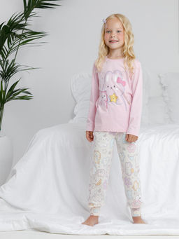 К 1606/светло-розовый,цветные зверята пижама дет