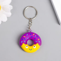Цена за 12 шт. Брелок резина "Весёлый пончик" МИКС 3,5х3,5 см