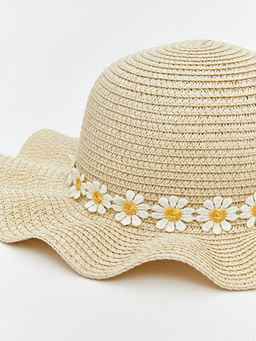 ?i?ek Desenli Has?r K?z ?ocuk ?apka