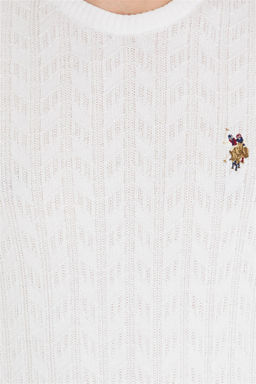 Мужской белый базовый трикотажный свитер с круглым вырезом - U.s. polo assn фото 12