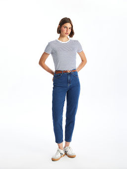 Beli Kemerli Mom Fit Kad?n Jean Pantolon