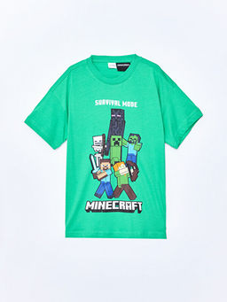 Bisiklet Yaka Minecraft Bask?l? Erkek ?ocuk ?ortlu Pijama Tak?m? - Waikiki фото 2