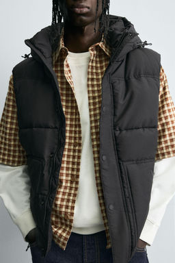 QUILTED GILET WITH HOODIE
