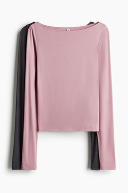 2-pack ribbed boat-neck tops - H&m фото 5