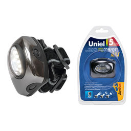 S-HL010-C Gun Metal Фонарь Uniel серии Стандарт Bright eyes comfort max (налобный фонарь), алюминиевый корпус, 5 LED, упаковка кламшелл, 3хААА н/к